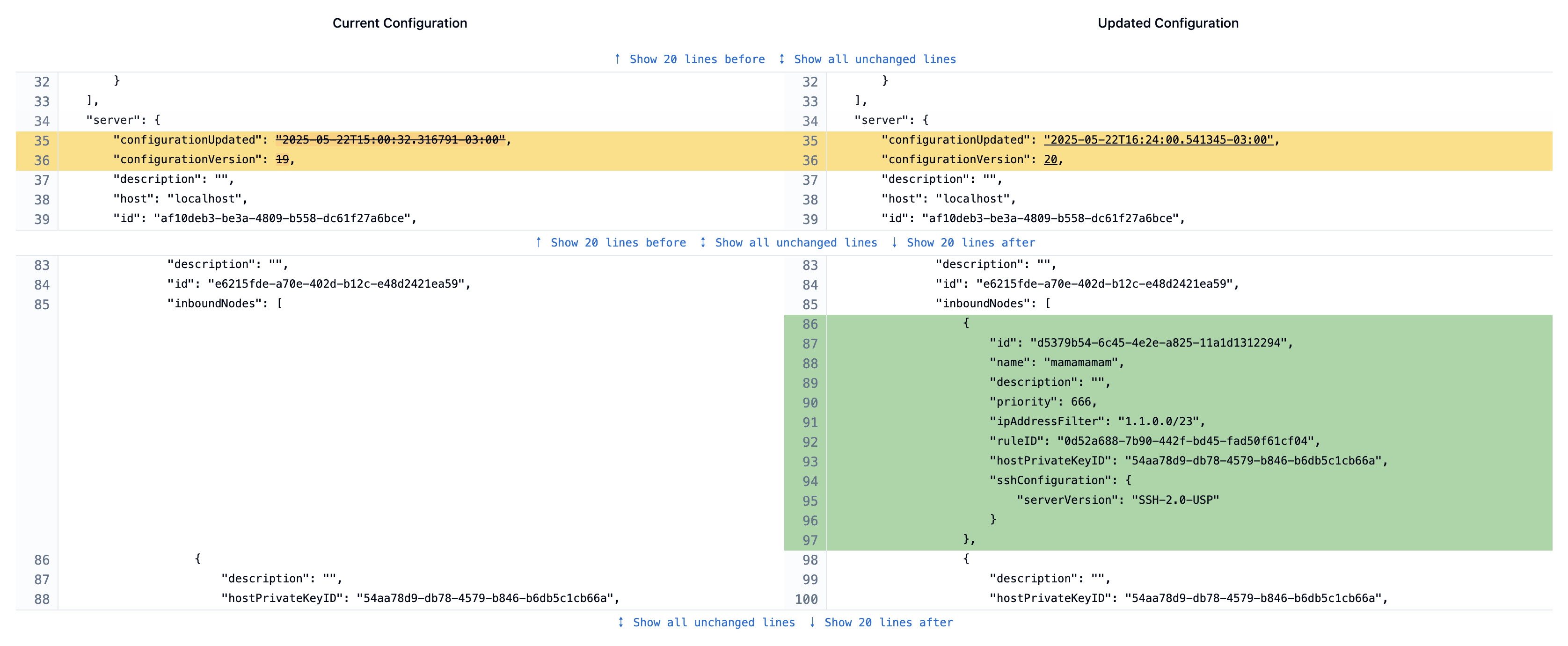 Configuration tab screenshot