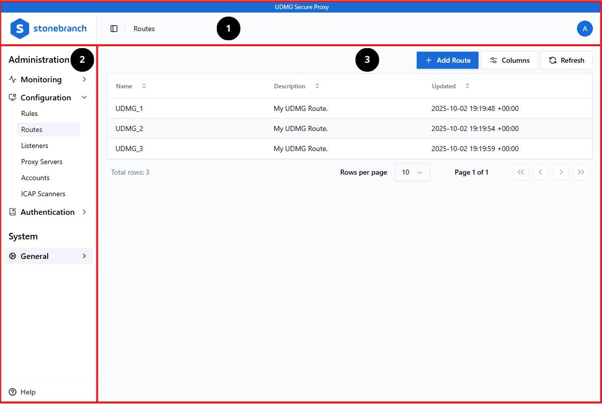 Screenshot of User Interface with Header, Sidebar, and Record Table highlighted